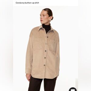 Tan Corduroy Button-Up Shirt